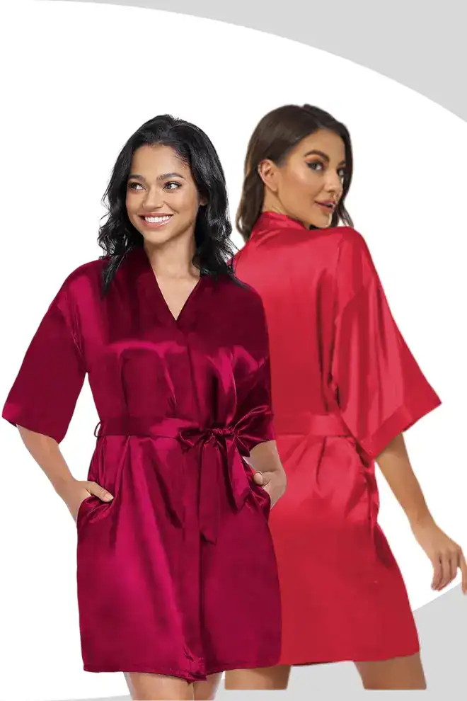 Women's Satin Robe Love one